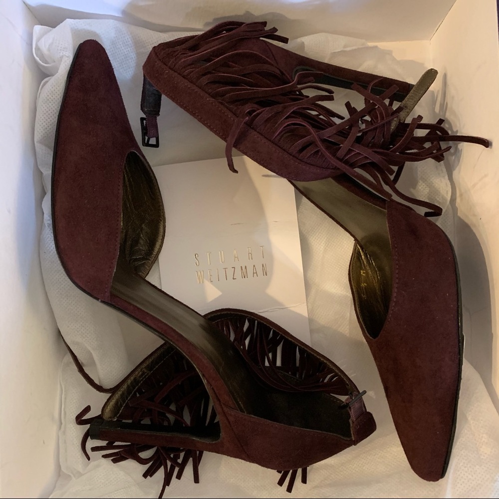 NEW Stuart Weitzman Fringelica Suede Pumps - Picture 9 of 13
